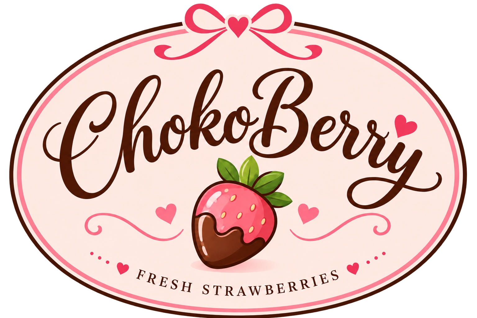 Logo de ChokoBerry, una fresa bañada en chocolate